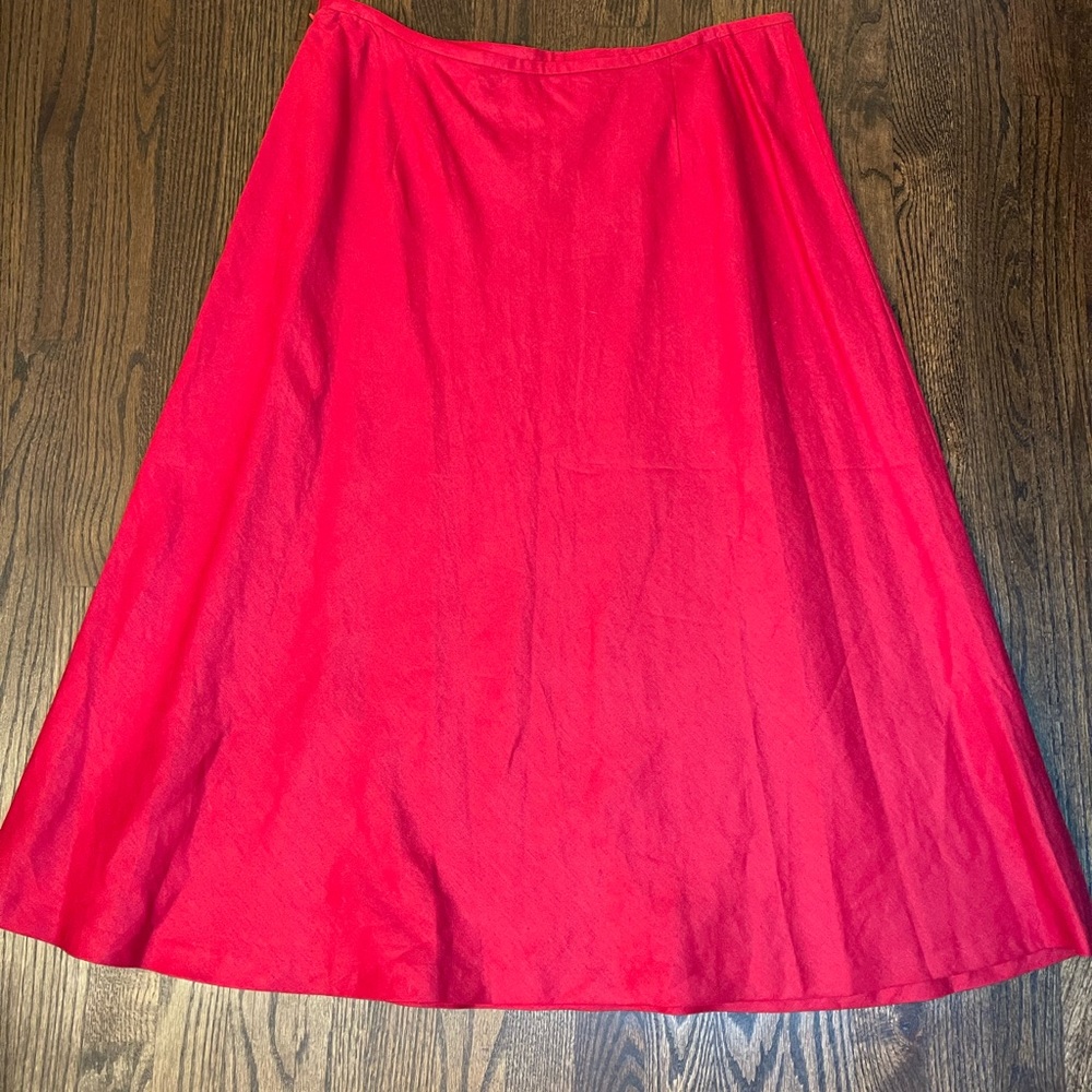 Talbots Linen Blend A Line Skirt Red 18 New With Tags - Picture 3 of 3